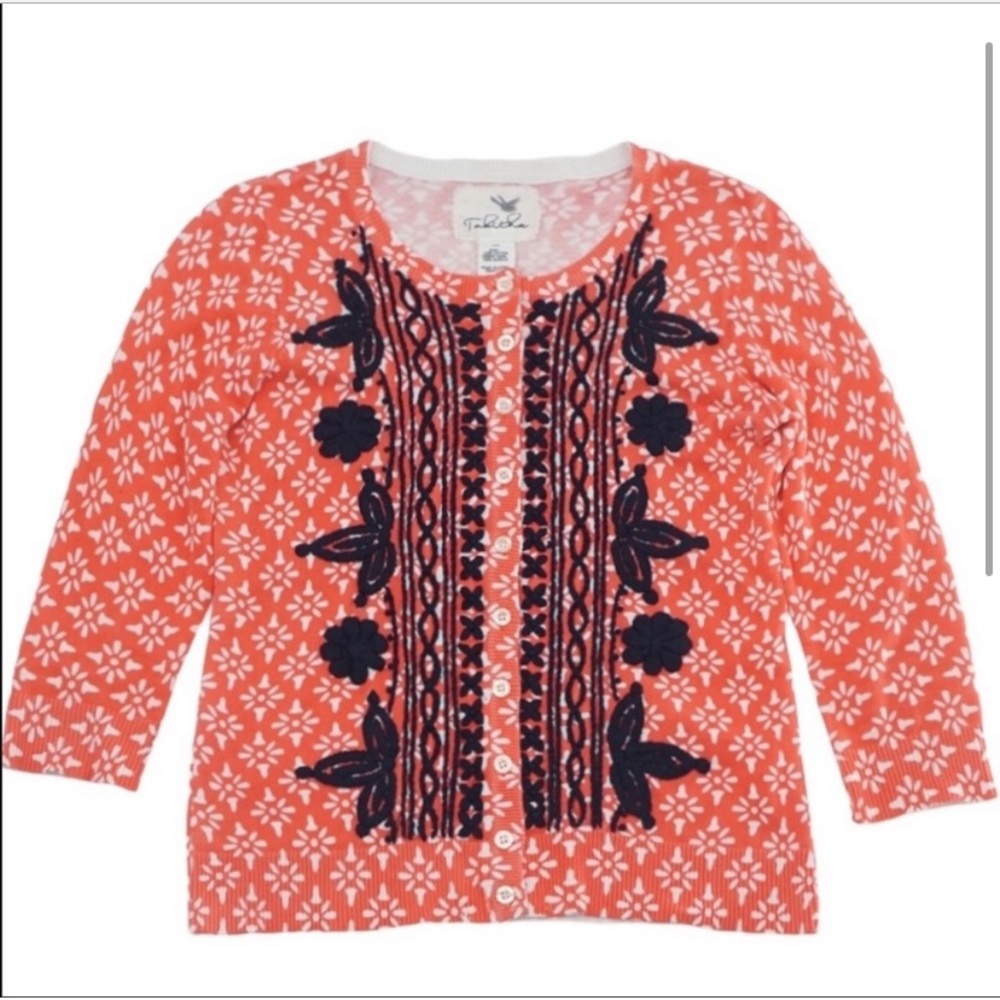 Anthropologie Tabitha Sahalie Embroidered Cardigan Size Small